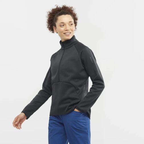 Black Salomon Essential Warm Half Zip Women's Jackets | IE AU8364